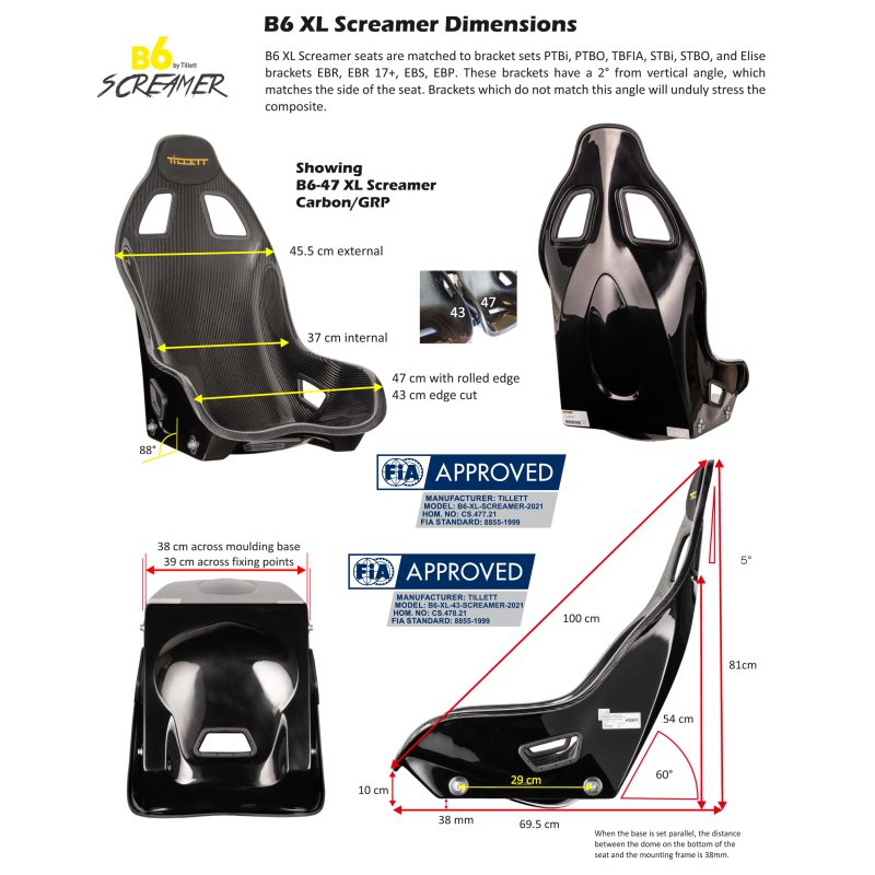 Tillett Sedile auto B6 Screamer / B6 XL Screamer - FIA approved - immagine 8